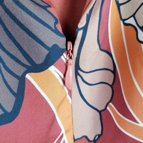 Tahari ASL High Tie Neck Sleeveless Multi Print Fit & Flare Satin Dress NWT - Picture 9 of 16